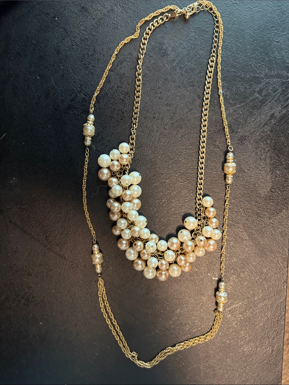 Pearl Cluster Gold-Tone Layered Necklace - Unbranded